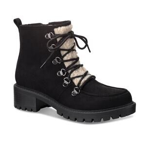 Sun+Stone Women’s Quiin Lace-Up Winter Lug Booties Black Size 8M